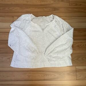 NWOT Lilly Pulitzer Maisha Seashell Eyelet Lace Notch Blouse Top XL White